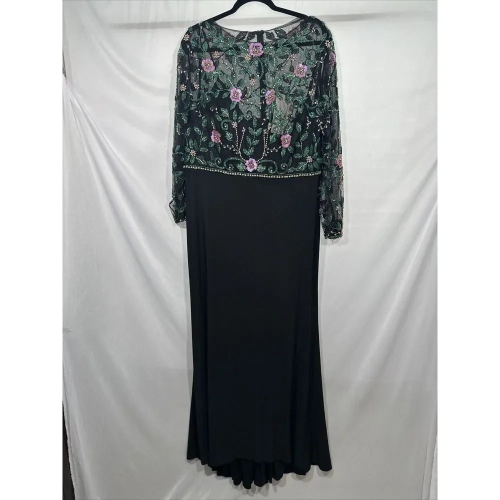 NWT $698 Mac Duggal [ 18 ]‎ Beaded Illusion High Neck Trumpet Gown Black #G1884 - Picture 10 of 16